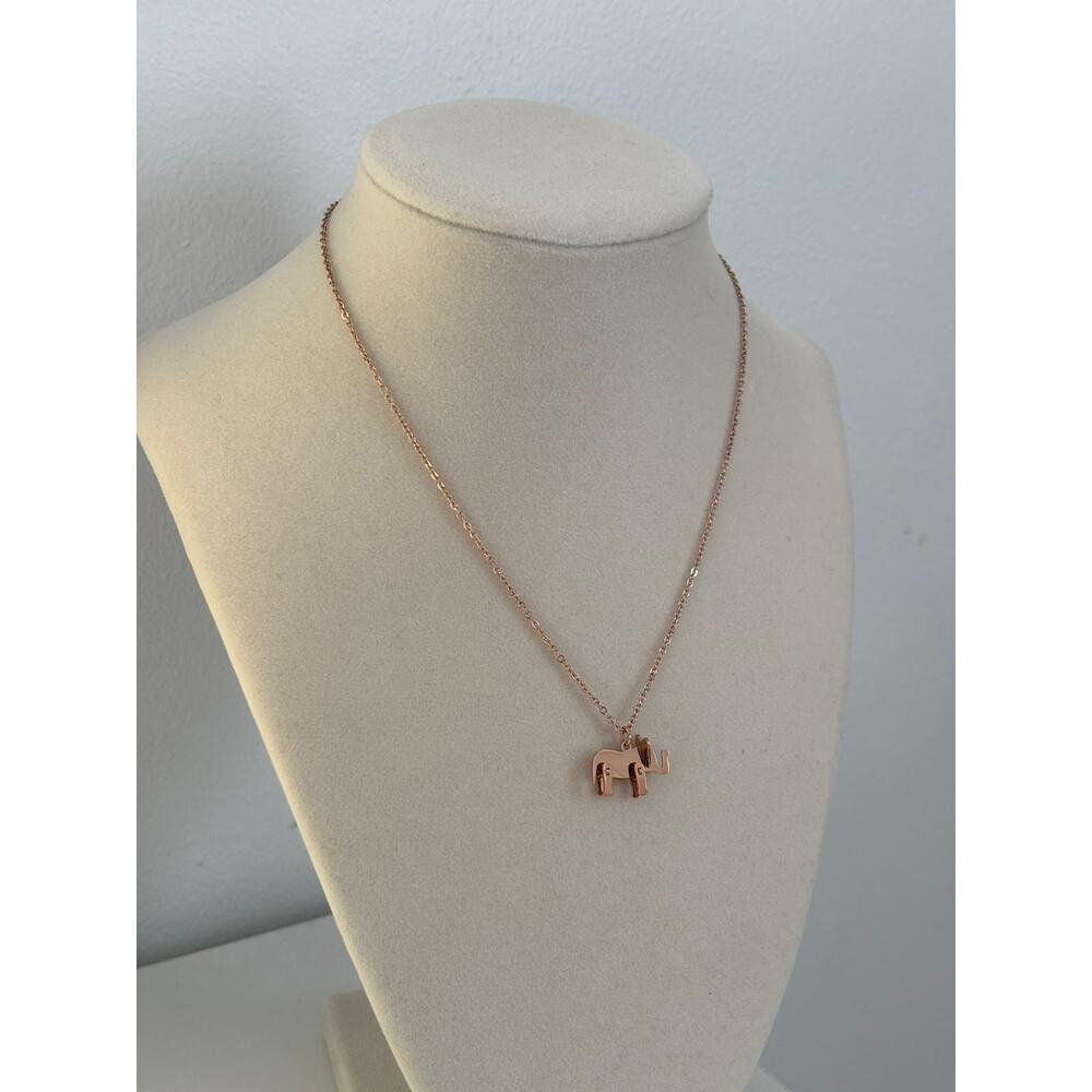 Gold Elephant Pendant Necklace Stainless Steel Lucky Charm Minimalist Gift - Picture 2 of 5